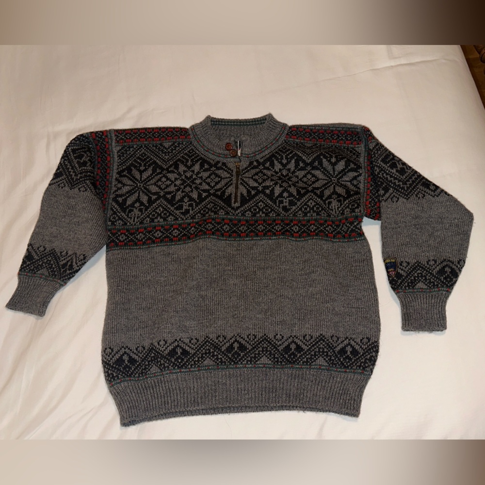 Dale of Norway Grey Snowflake Wool Sweater